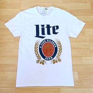Miller Lite Logo White T-Shirt size S 100% Cotton